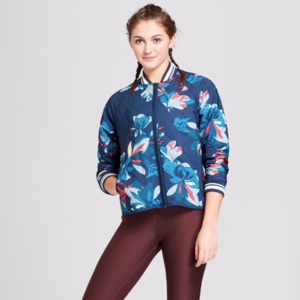 JoyLab Floral Quilted Bomber Jacket